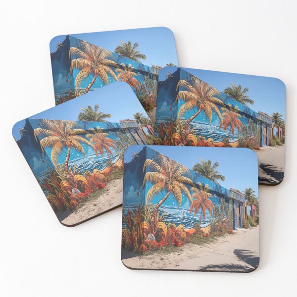 Item preview, graffiti beach cartagena de indias with tropical colors designed and sold by ElColombianito.