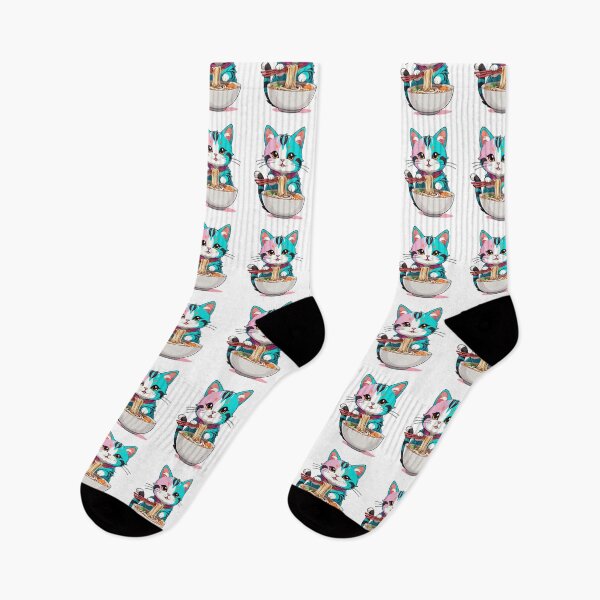 Aperçu de l'œuvre Chat Anime Mignon Mangeant Des Ramen créée et vendue par ColorFlick.