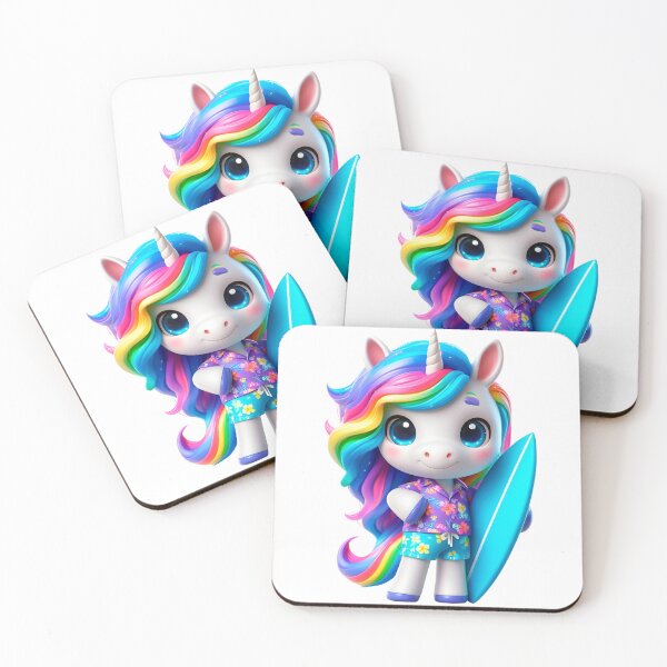 Item preview, Lindo Unicornio Arcoiris Hawaiano con tabla se surf designed and sold by Nathalymx.