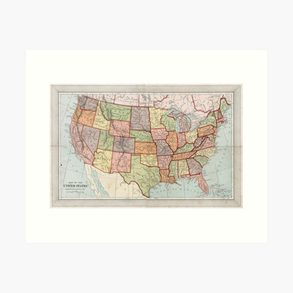 Item preview, Vintage Map of The United States (1887) designed and sold by BravuraMedia.