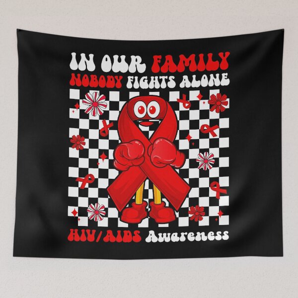 Item preview, Groovy In Our Family Nobody Fights Alone HIV AIDS Awareness designed and sold by defabiosofxs.