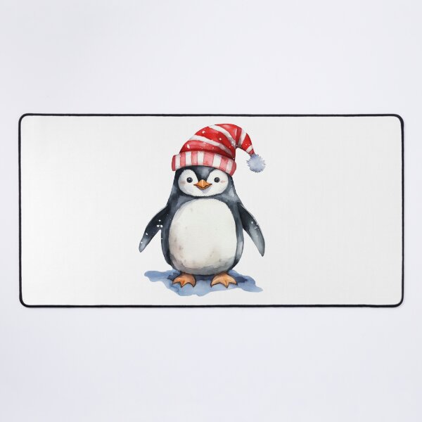 Item preview, Christmas penguin in Santa's hat sticker, watercolor digital painting, repeat pattern designed and sold by tiana-geo.