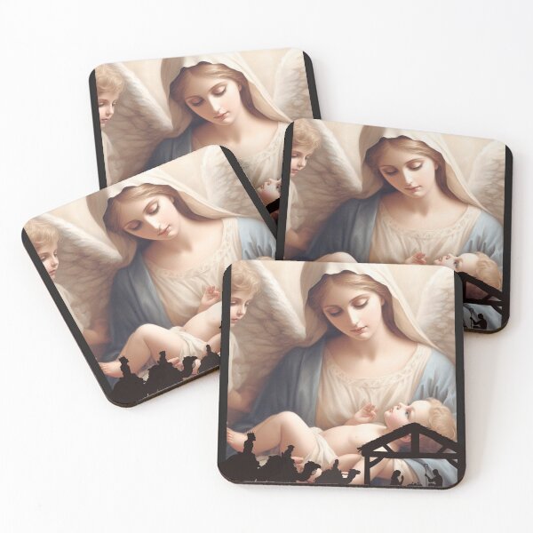 Item preview, Mary and baby Jesus with nativity scene  designed and sold by SeeingBeyond.