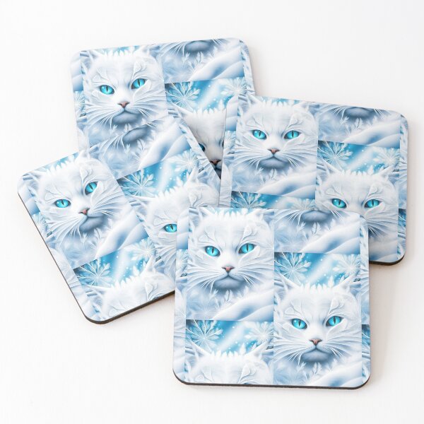 Item preview, snow cat with turquoise eyes designed and sold by Creativesphotos.