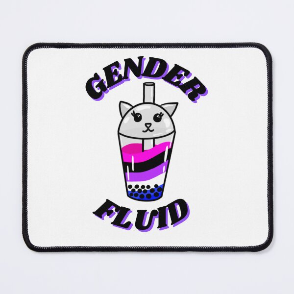Item preview, Genderfluid Pride Boba Cat Cup with GENDER FLUID writing on it! designed and sold by Gaysadandlonely.