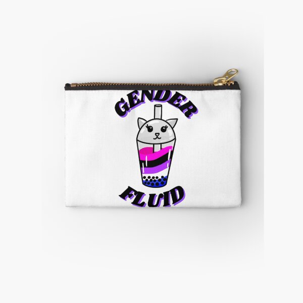 Item preview, Genderfluid Pride Boba Cat Cup with GENDER FLUID writing on it! designed and sold by Gaysadandlonely.