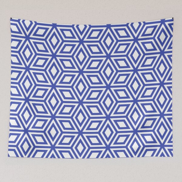 Item preview, White Blue Cube Square Boxes Geometry Repetitive  Structural Minimalist Pattern designed and sold by PenguinForests.