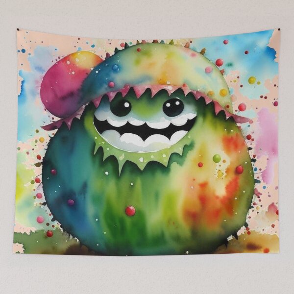 Item preview, Green autumn chestnut monster watercolor designed and sold by JaroDesign2023.