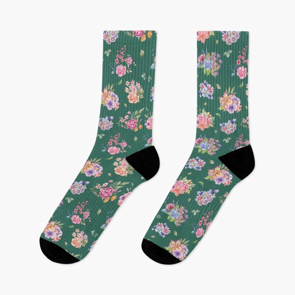 Artikelvorschau, Blumenmuster auf aquarelliertem grünem Hintergrund entworfen und verkauft von vicempe.