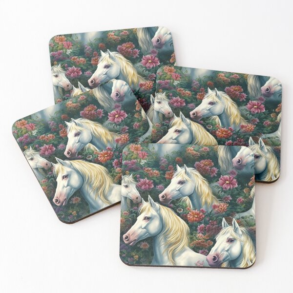 Item preview, White Horses and Flowers designed and sold by pinkal.