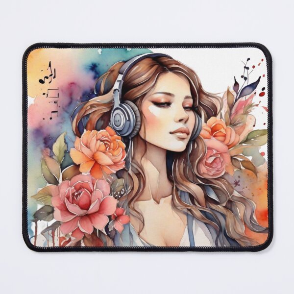 Item preview, Girl Listening To Music With Headphones Music Nota designed and sold by vuslatmedia.