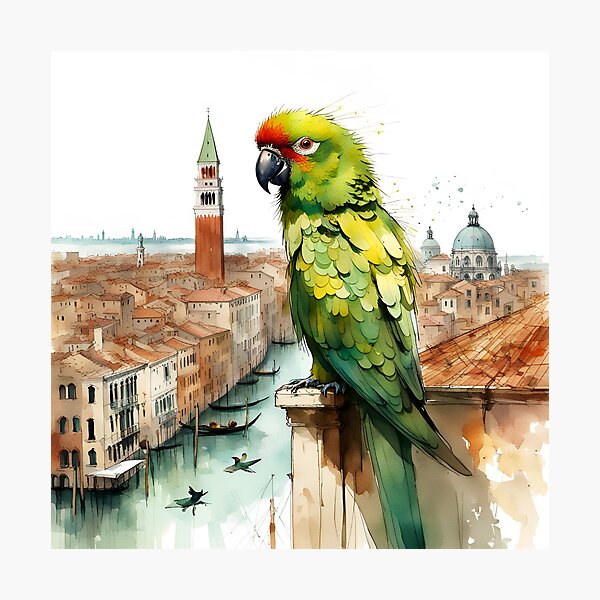 Item preview, Macaw on balcony in Venice designed and sold by Conuretopia.