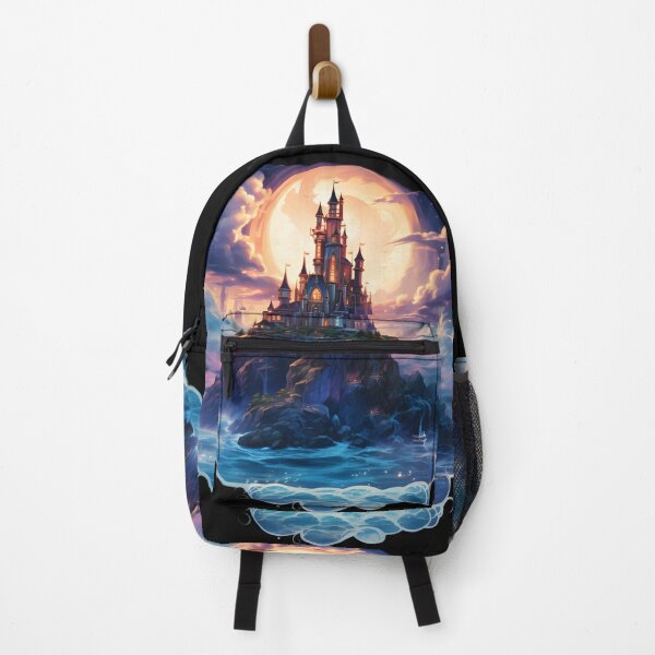 Item preview, Grand cobalt castle emerging from turbulent ocean designed and sold by AI-Only Creations.