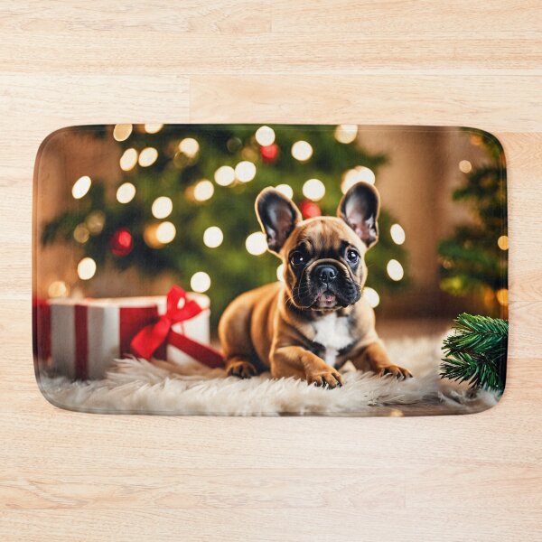 Item preview, French Bulldog Puppy Lying Down with Gifts in Home Christmas Scene designed and sold by nicecorgi.