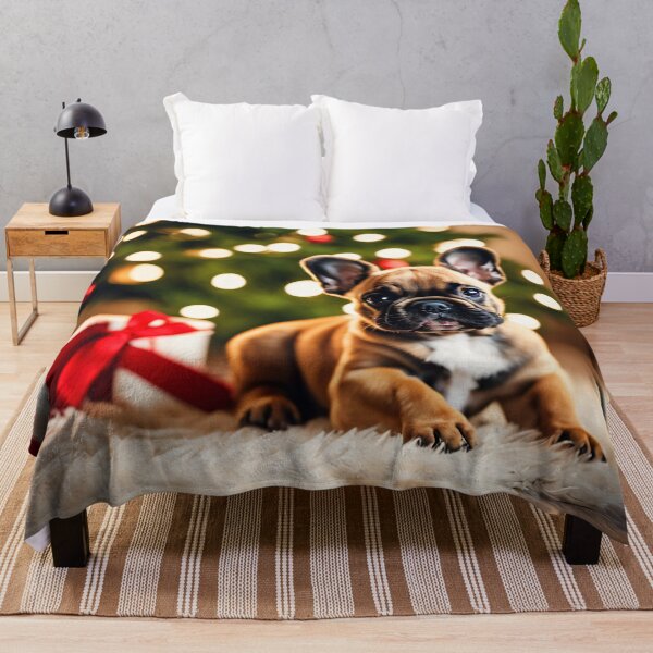 Item preview, French Bulldog Puppy Lying Down with Gifts in Home Christmas Scene designed and sold by nicecorgi.