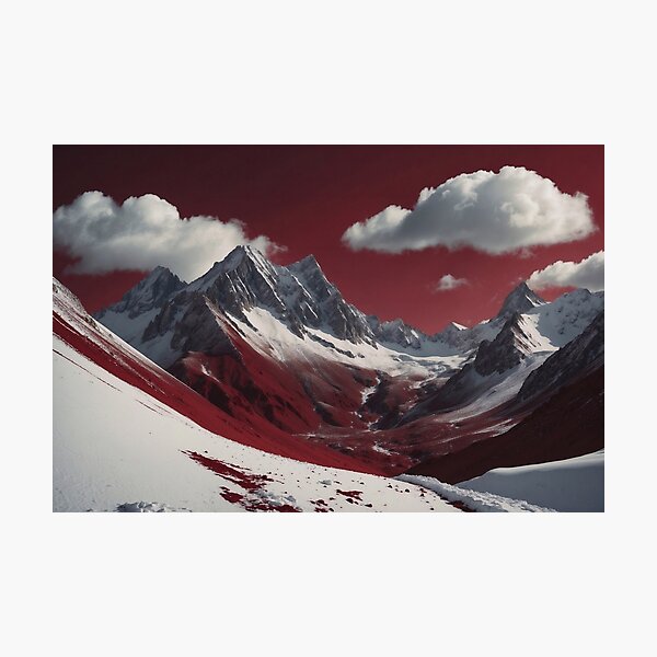 Red and white mountain range  Photographic Print