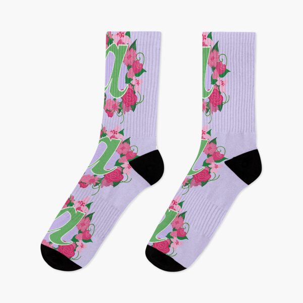 Item preview, Sweet Pink Floral Monogram Letter A, Initial, green Lettering designed and sold by bunniyababa.