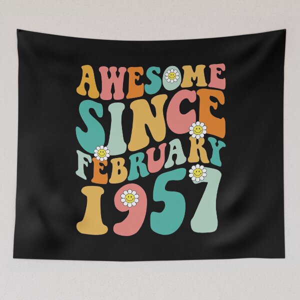 Item preview, Awesome Since February 1957 | Made In 1957 | Retro Groovy Birthday designed and sold by Christina-grich.