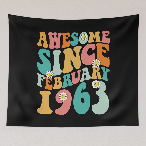 Item preview, Awesome Since February 1963 | Made In 1963 | Retro Groovy Birthday designed and sold by Christina-grich.