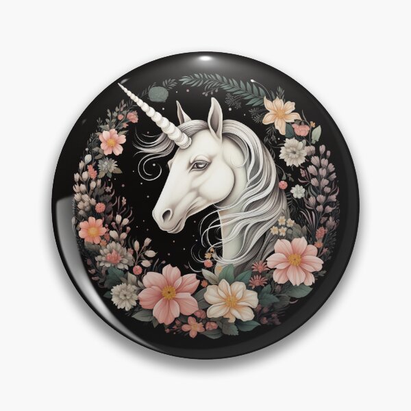Item preview, White unicorn in circle flowers designed and sold by ME-World.
