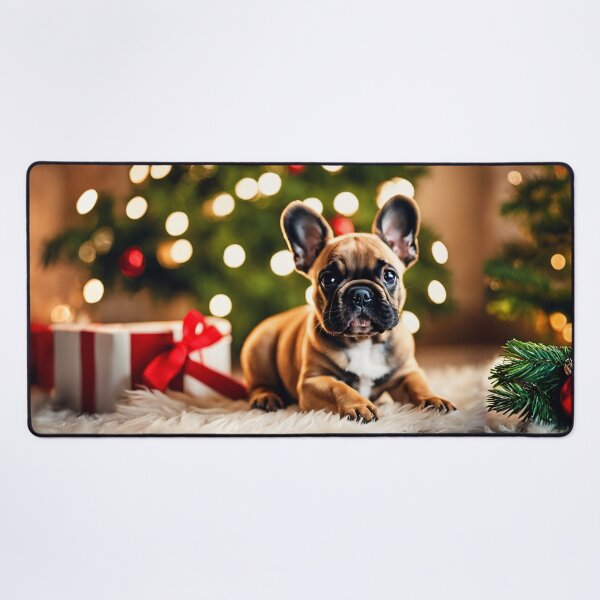Item preview, French Bulldog Puppy Lying Down with Gifts in Home Christmas Scene designed and sold by nicecorgi.