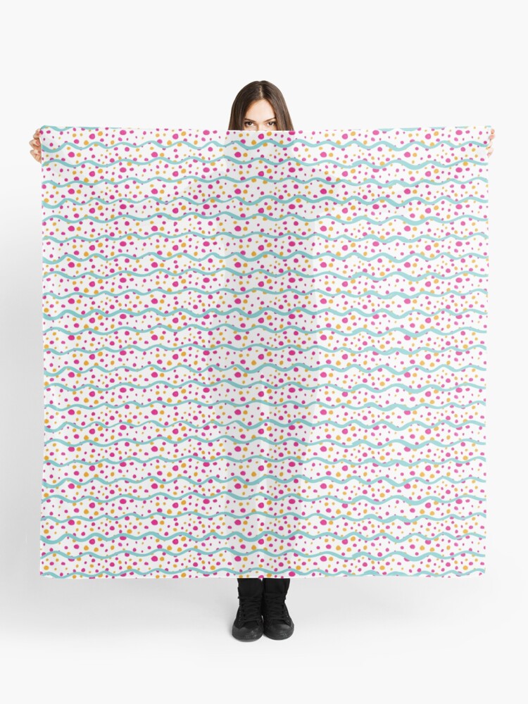 Thumbnail 1 of 3, Scarf, Icing and Sprinkles :: Pokadots and Squiggle Wavy Lines designed and sold by tinaschofield.