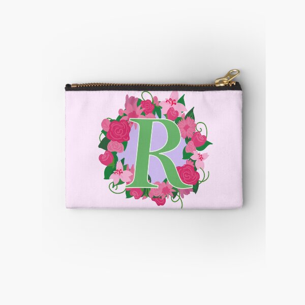 Artikelvorschau, Süßer rosa Blumenmonogramm-Buchstabe R, Anfangsbuchstaben, grüner Schriftzug entworfen und verkauft von bunniyababa.