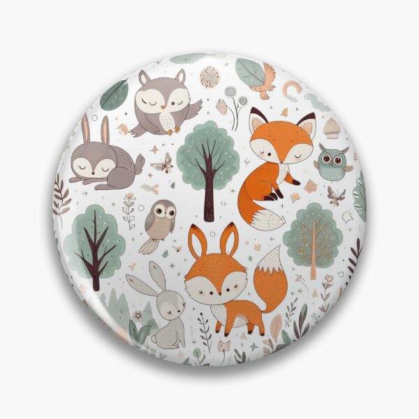 Artikelvorschau, Magische Waldfreunde Rundes Design - Niedliche Waldbewohner im Zauberwald entworfen und verkauft von ArtfulWeave.
