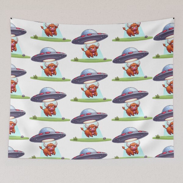 Item preview, Classic example of cow abducted by aliens designed and sold by QuickSticker.