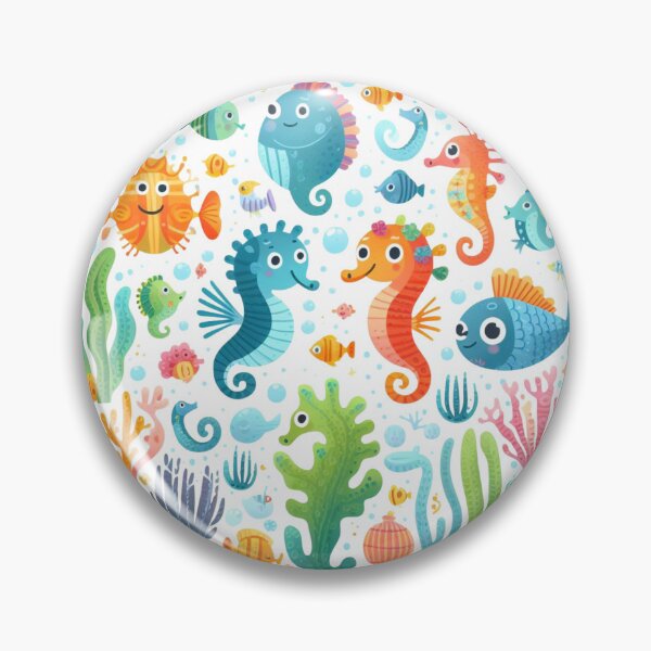 Item preview, Cheerful Underwater World Circular Scene - Happy Marine Life in a Colorful Oasis designed and sold by ArtfulWeave.