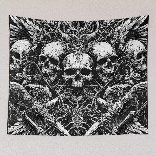 Item preview, Black, White and Evil all Over Skull and Bones Graphic designed and sold by HeavyHits.