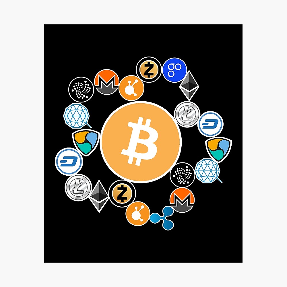 Teevoke 16x24'' - Bitcoin Poster, Cryptocurrency Logo Large Bitcoin, Ethereum, Ripple, Litecoin Graphic Decor, Doge Coin, Housewarming Gift