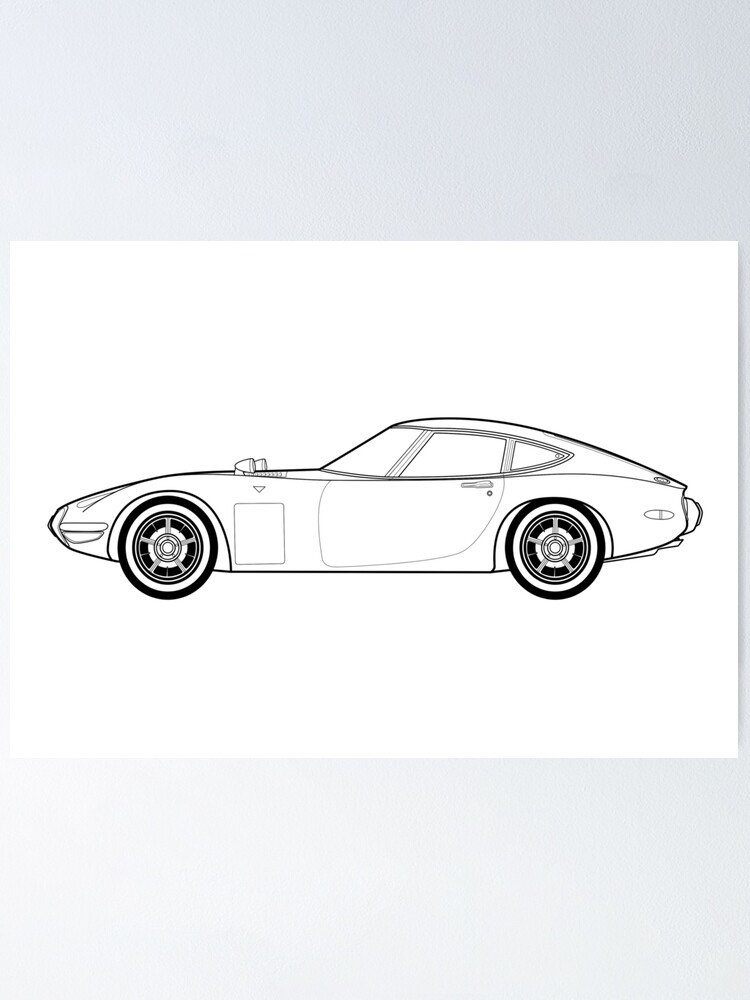 Toyota 2000GT Outline Drawing | Poster