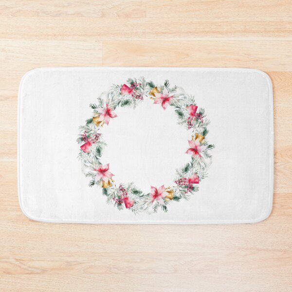 Item preview, Watercolor Holiday Wreath: Poinsettia and Pine Delight designed and sold by EmeraldeaDesign.