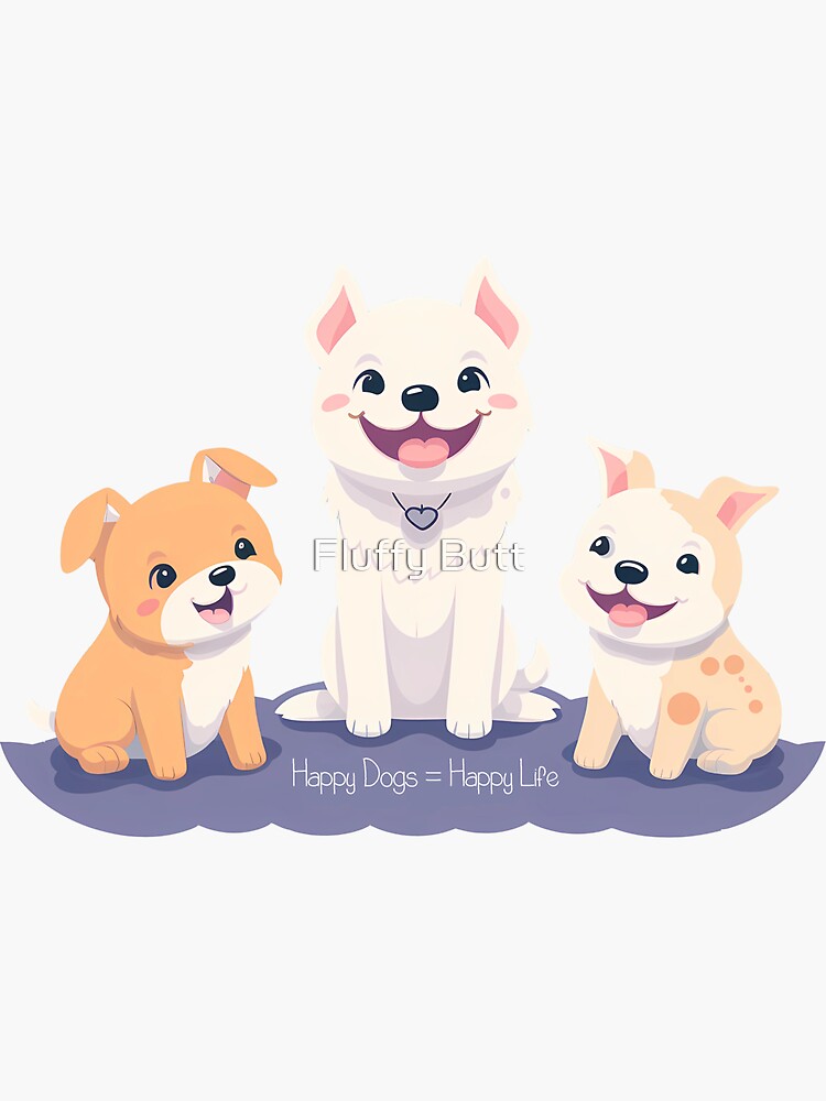 Thumbnail 3 of 3, Sticker, Happy Dogs = Happy Life designed and sold by Vtraveling.