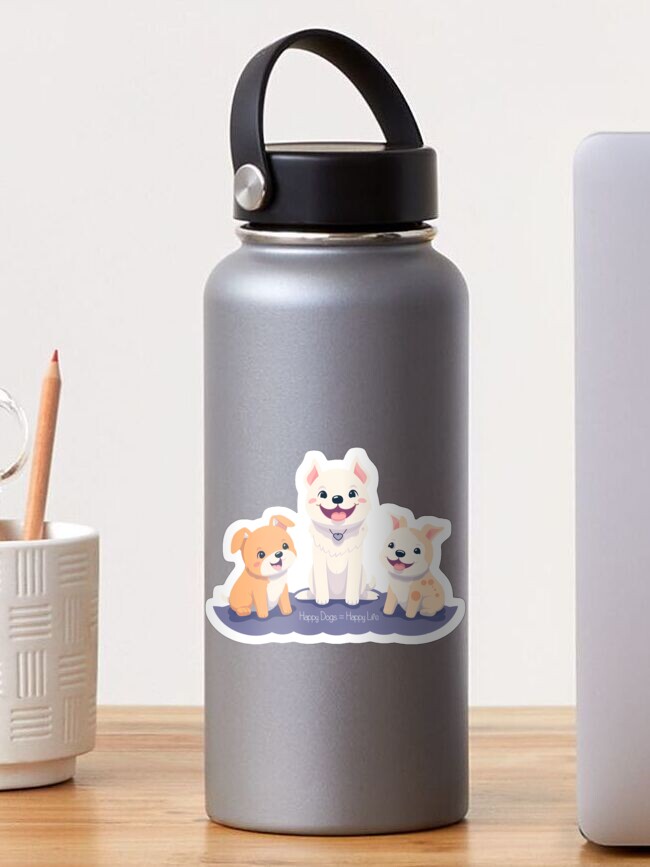Thumbnail 1 of 3, Sticker, Happy Dogs = Happy Life designed and sold by Vtraveling.