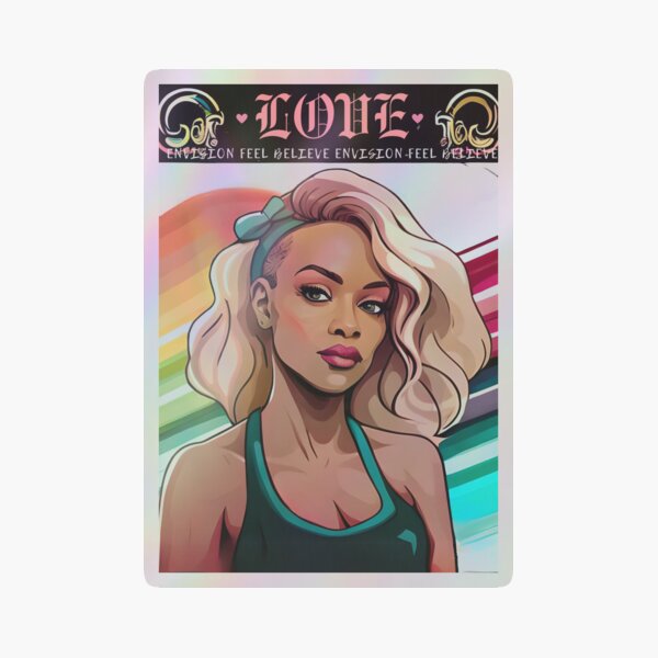 Glam Girl Green Headband Old English Love Inspiration Holographic Sticker