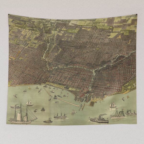 Item preview, Vintage Pictorial Map of Chicago IL (1893) designed and sold by BravuraMedia.