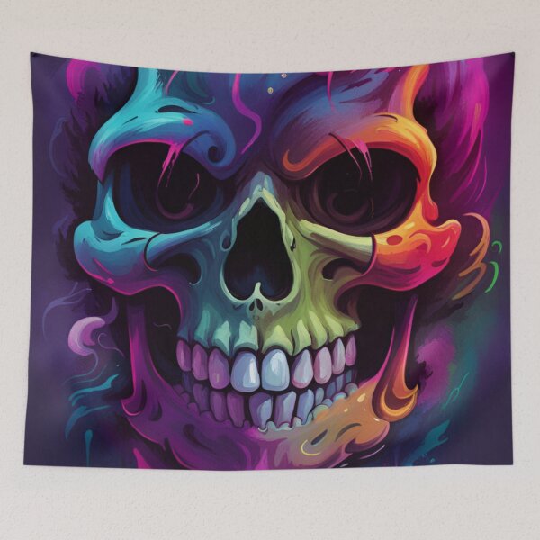 Item preview, Ethereal Neon Skull designed and sold by 3hornCreations.