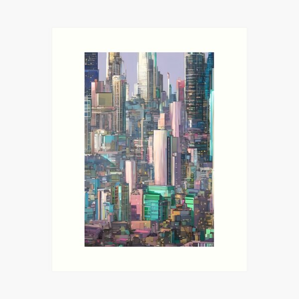 Silicon Valley Megacity Skyline Concept Art Print