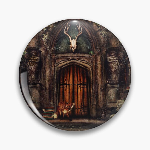 Item preview, Dark Academia Art: The Acolyte :Fox Spirit In front of an overgrown gothic chapel designed and sold by Monica Laipple.