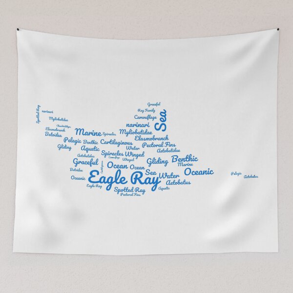Item preview, Spotted Eagle Ray - Rays and Marine Biology Lover Word Cloud (Blue Design) designed and sold by Spiprinto.
