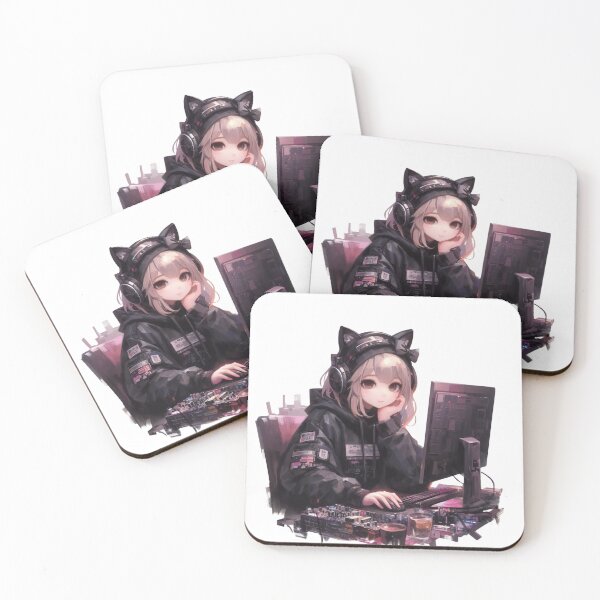 Item preview, cute girl playing on computer designed and sold by KateBlakeO.