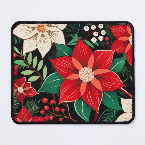 Item preview, Christmas Flowers Naive Art Pattern designed and sold by MCGrafxStudio.