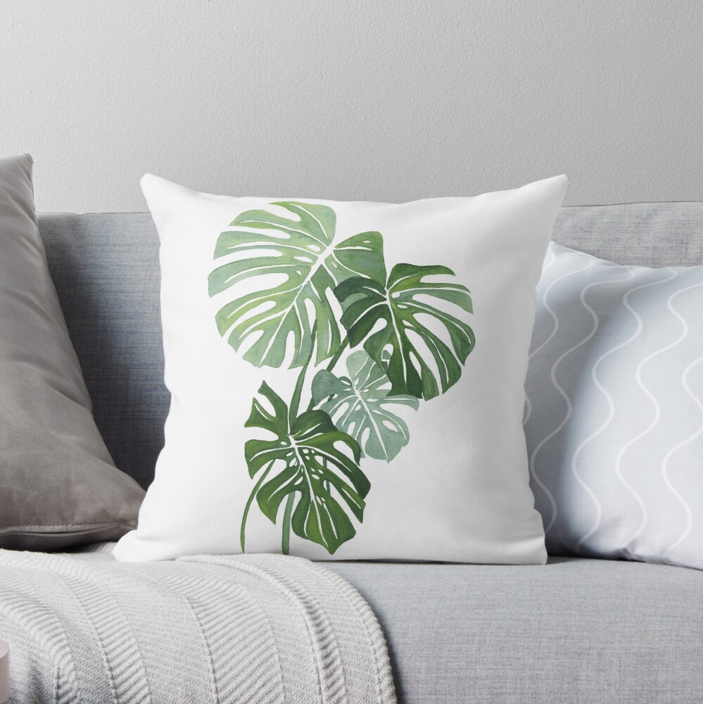 Monstera Leaves Throw Pillow