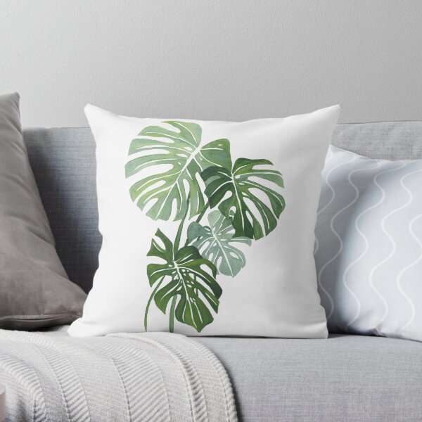 Monstera Leaves Throw Pillow