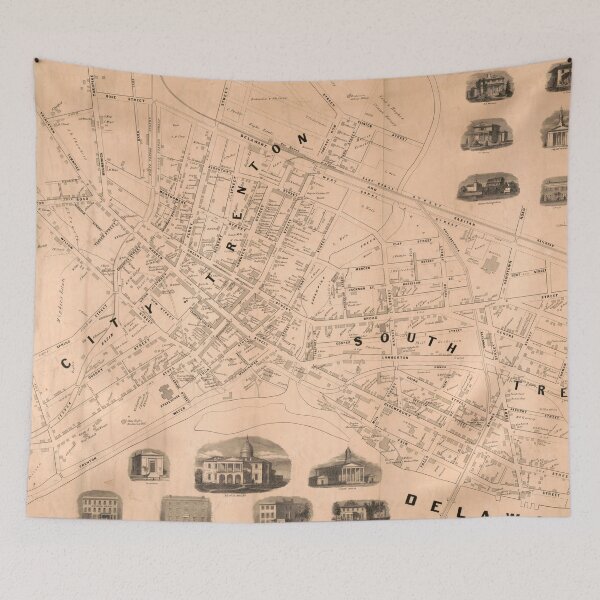 Item preview, Vintage Map of Trenton NJ (1849) designed and sold by BravuraMedia.