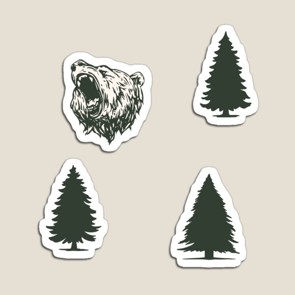 Aperçu de l'œuvre Pack ours et arbre de quatre autocollants créée et vendue par SnookFish.