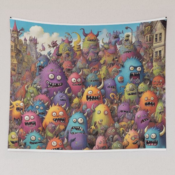 Item preview, Colorful Monster Village designed and sold by amenwolf.