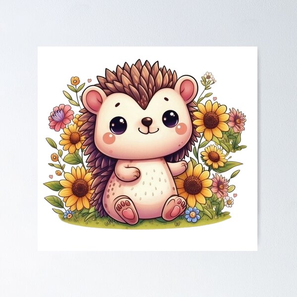 Item preview, Hedgehog Cutie With Sunflowers designed and sold by Kim Arnott.
